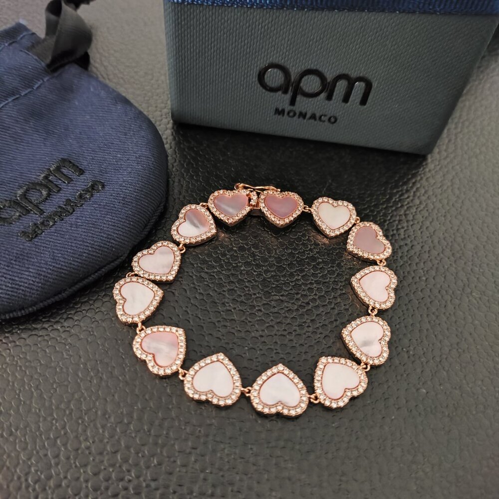 Apm Monaco Romantic Heart-Shaped Pink Mop Bracelet View 2
